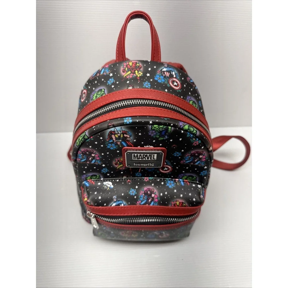 Loungefly Marvel Avengers Tattoo Mini Backpack Graphic Print Black/Red